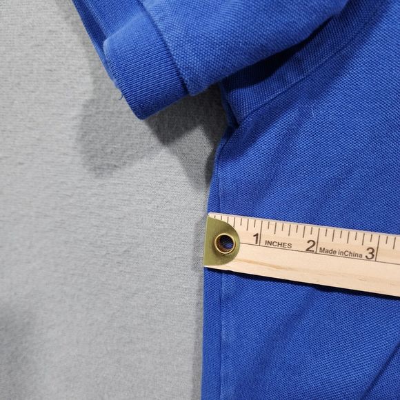 Polo Ralph Lauren Polo Shirt Mens Large Blue Solid 100% Cotton Vintage - Picture 5 of 13